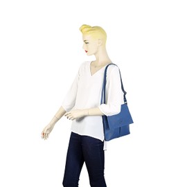 collezione alessandro Munich Shoulder Bag Genuine Leather with Multiple Compartments 24 cm x 24 cm x 4 cm, blue