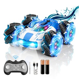 OSIMILY Remote Control Car, 2.4 GHz Drift Stunt Car, Double-Sided 360° Rotating RC Stunt Crawler with LED Lights, Music and Spray, 4WD Remote Control car Toy Gifts for Boys and Girls 4-12