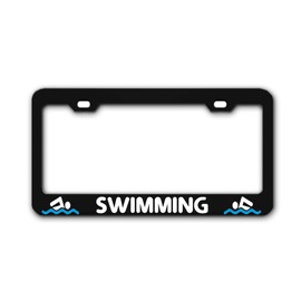 General Tag Swimming Black Shiny License Plate Frame Front Rear