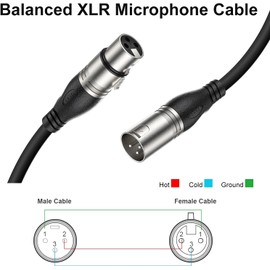 EBXYA XLR Cable 25ft 6 Packs - Premium Balanced Microphone Cable with 3-Pin XLR Male to Female Mic Speaker Cable, Black