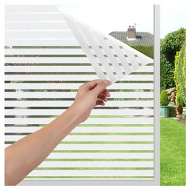 LEMON CLOUD Privacy Window Film Self-Adhesive No-Glue Static Cling Stripe Pattern Frosted Window Film Decorative Privacy Glass Film for Office Home All Smooth Glass Surface (17.5 x 78.7 Inch,Stripe)