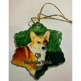 Americana Pembroke Welsh Corgi Dog Porcelain Star Shaped Christmas Ornament New