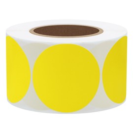 Hybsk 2 inch Circle Color Direct Thermal Labels for Barcodes, Name Tag, DIY Design, Inventory– Compatible with Zebra, Rollo, Munbyn and More-750 pcs（2 inch,Yellow）