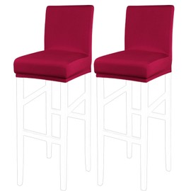 PiccoCasa - Coperture elastiche per sgabello da bar, coperture per sedia senza braccioli, coprisedia per sgabelli per pub e piano di lavoro in cucina, con fascia elastica, colore bordeaux, 2 pezzi