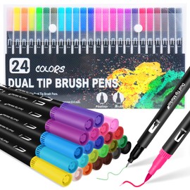 Dual Brush Marker Pens, 120 Colors Art Markers with Fine and Brush Tip Coloring Markers for Adults, Markers for Journaling Calligraphy Drawing Sketching Doodling Illustrating