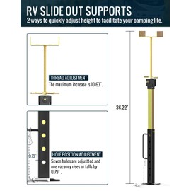 2025 Upgraded RV Slide Out Supports Stabilizer Jacks, 1 Pack [Allow Drill Adjust] 16" to 36" Adjustable Slide Out Support Jacks, Camper and Travel Slide Out Stabilizer Jacks, Supports Up to 5,000 lbs