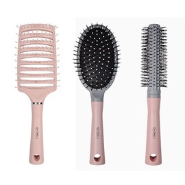 3 Pack Paddle Detangling Hair Brush, Wet Or Dry Comb For Natural, Straight, Thick And Curly Hair,For All Hair Types,Pink