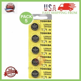 Toshiba Lot Original Toshiba CR1632 3V Lithium Coin Cell Battery 1/2/5/10/15/25 - 5 Packs