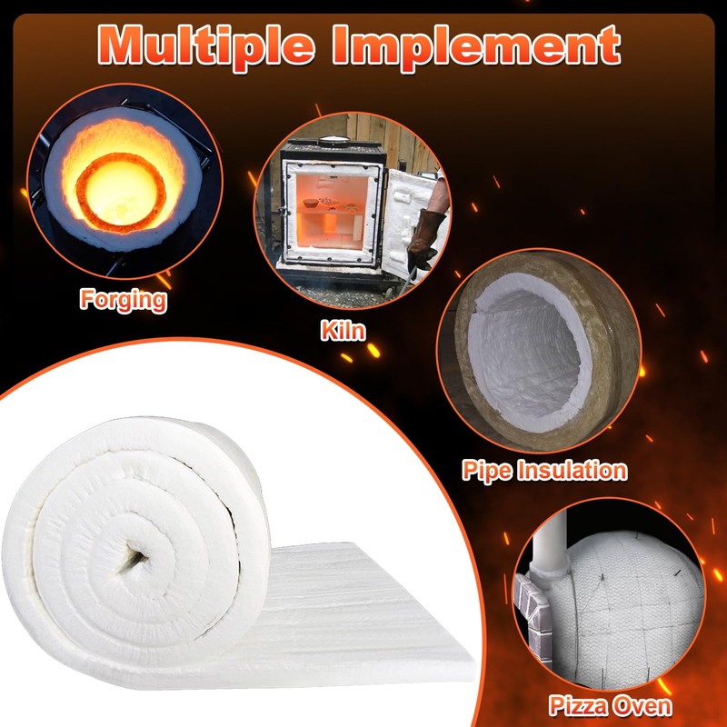 Ceramic Fiber Blanket, Fireproof Insulation Baffle, Rated to 2400F, Size