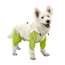 BT Bear Small Dog Raincoat with Legs, Breathable Puppy Raincoats with Reflective Strips & Hood Jumpsuit for Puppy Small Dogs (Green,XXL)