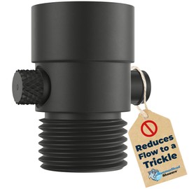 HammerHead Showers Solid Metal Shower Head Shutoff Valve, Brass Valve Reduces Flow to a Trickle, Universal Shower Shutoff, Plumbing Code Compliant, Matte Black