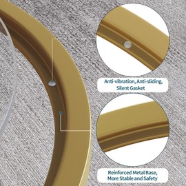 SAYGOER Small Glass Coffee Table Round Gold Coffee Table for Small Space Modern Simple Center Table with Gold Frame for Living Room Home Office, Easy Assembly