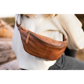 Gusti Cillian Women's and Men's Leather Bum Bag Festival Bag, Brown 1, Retro