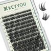KEYYOU Thick Eyelash Extensions, 144 Pieces, D Curl Eyelash Clusters,