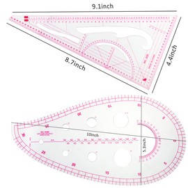 Evenwils Sewing Ruler Tool Set (4 Pcs) - Metric Ruler Set French Curve Pattern Grading Ruler Dressmaking Drawing Drafting MeasureTemplate 4 Style for Designers, Pattern Maker and Tailors