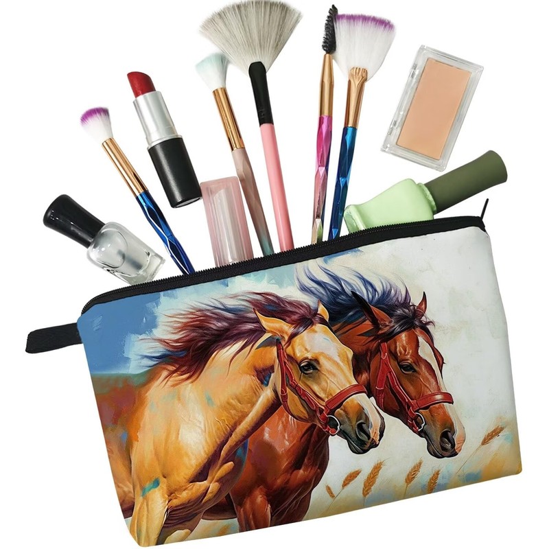Livel lhood War Horse Makeup Bag Cute Small Organizer Zipper