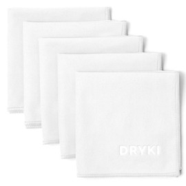 DRYKI Sweat Absorbing Handkerchiefs - The Original Quick-Dry Microfiber Sweat Rags & Towels for Face, Hands, & Body - Perfect for Gym, Sports, and Work (White: 5 Pack)