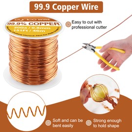 99.9% Pure Copper Wire, 20 Gauge 151 Feet Solid Copper Wire for Jewelry Making Crafts, Cyrico Bendable Soft Electroculture Gardening Antenna for Plants