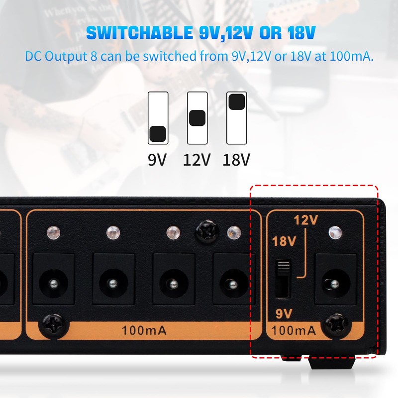JOYO Built-in 4400mAh Rechargeable Battery Guitar Effect Pedal Power Supply
