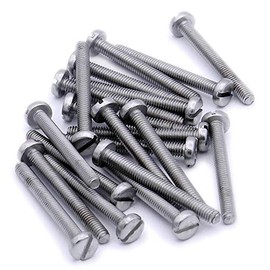 Merriway BH06917 (20 Pcs) Slotted Pan Head Machine Screws with Nuts, M4 x 40mm (5/32 inch x 1.1/2 inch) Stainless Steel 316 A4 Marine Grade - Pack of 20 Pieces