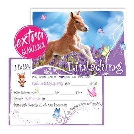 12 Invitation Cards Children's Birthday Horse/Pony [Extra Stable] Birthday Invitation for All Horse Enthusiasts Girls and Boys (Foal without Envelope)