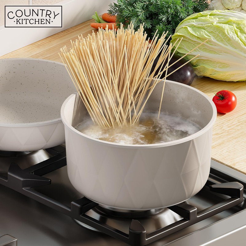 Country Kitchen Cookware Set with Removable Handle, Oven & RV