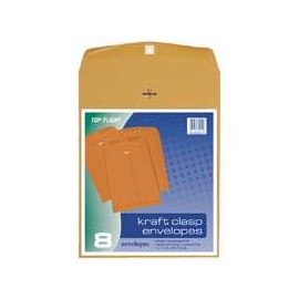 Top Flight 6911068 Clasp Envelopes, Gummed and Clasped Closure, 10 x 13-Inches, Brown Kraft, 8 Envelopes per Pack (Brown)