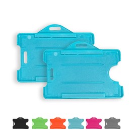 2 Pack - Molin Light Blue Open Face Horizontal ID Badge Holder | ID Card Holder for Lanyard, Name Badge, Keycard, Access Card | Durable Clear ID Sleeve for Work, Office, Events & Identification