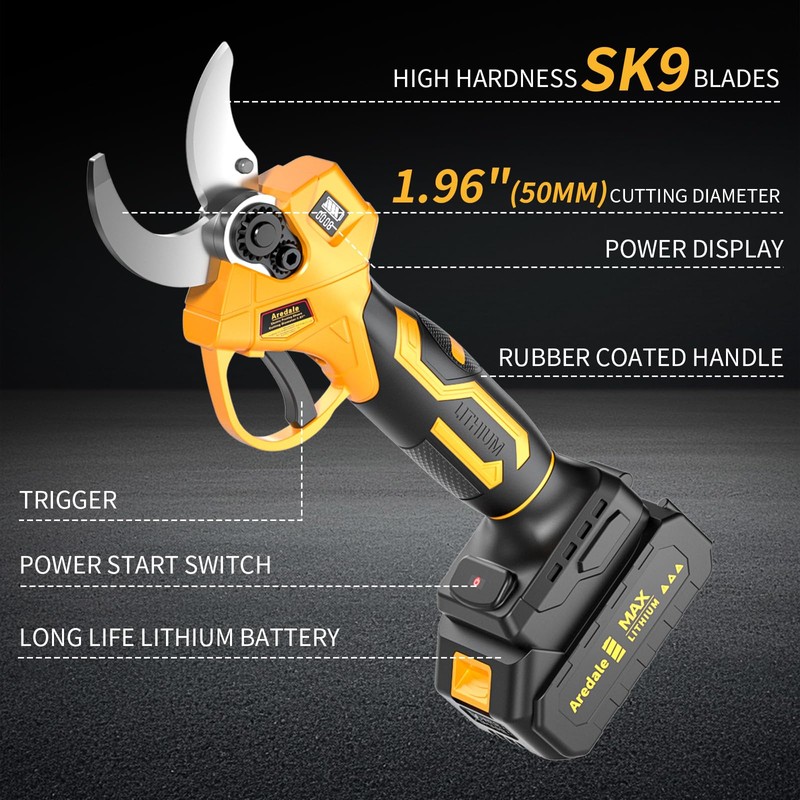 Electric Pruning Shears, Cordless Electric Pruning,1.96"(50mm) Cutting Diameter Cordless Pruner