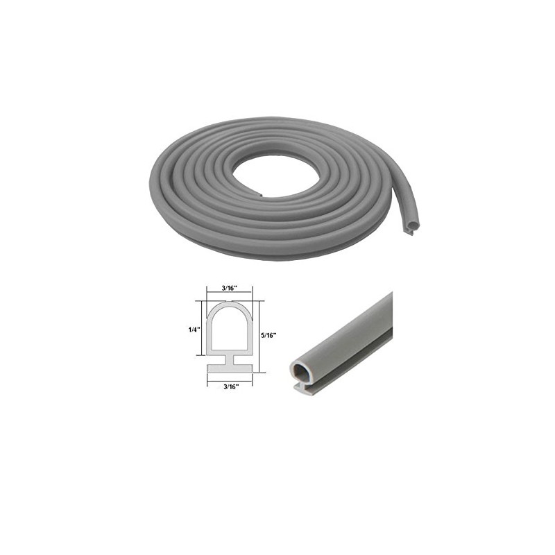 Gordon Glass Gray Bulb Type Weatherstrip, 3/16" Width, 3/16" Backing