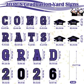 20 PCS 2026 Graduation Decorations, Waterproof Graduation Yard Signs, Large Congrats Grad Yard Signs Class of 2026 Graduation Yard Sign with Stakes for College Graduation Party Supplies