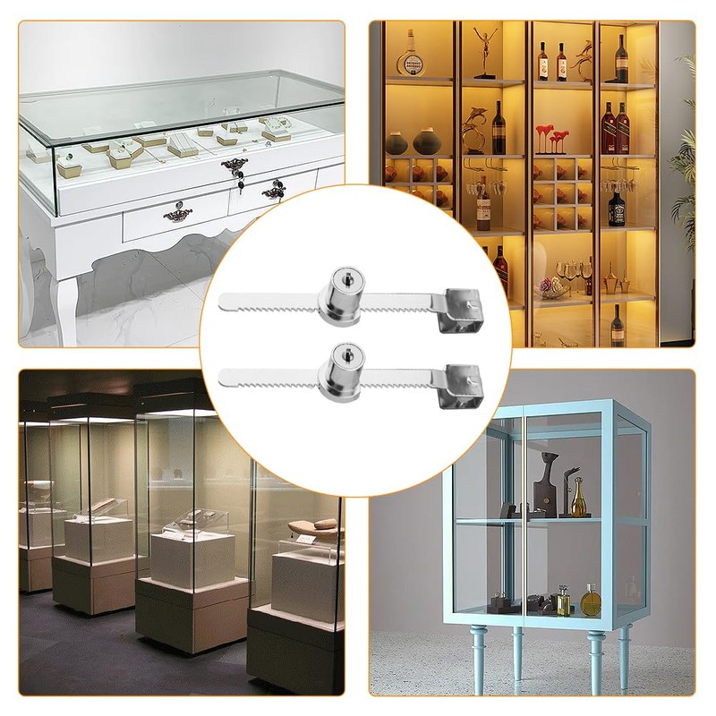 2 Pack Sliding Glass Door Ratchet Lock, Glass Display Case