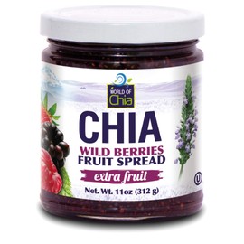 Extra Fruit Spread by World of Chia - All Natural, Gluten Free, Vegan, Low Sugar, Omega 3, Kosher, Made in USA, NON GMO Verified, Made with Chia Seeds and Pure Cane Sugar - (Wildberry, 3 pack)