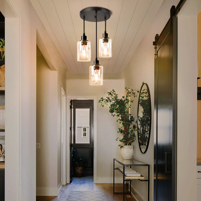 MAXvolador Industrial 3-Light Pendant Light, Adjustable Hanging Light Fixture with