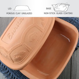 Eurita Clay Roaster, 4 Quart, 3.78 Litres, Non-Stick Earthenware, Toxin-Free, Healthy Clay Pot Cooking, Versatile Cooking Dutch Oven, Digital Recipe and Instructions Included