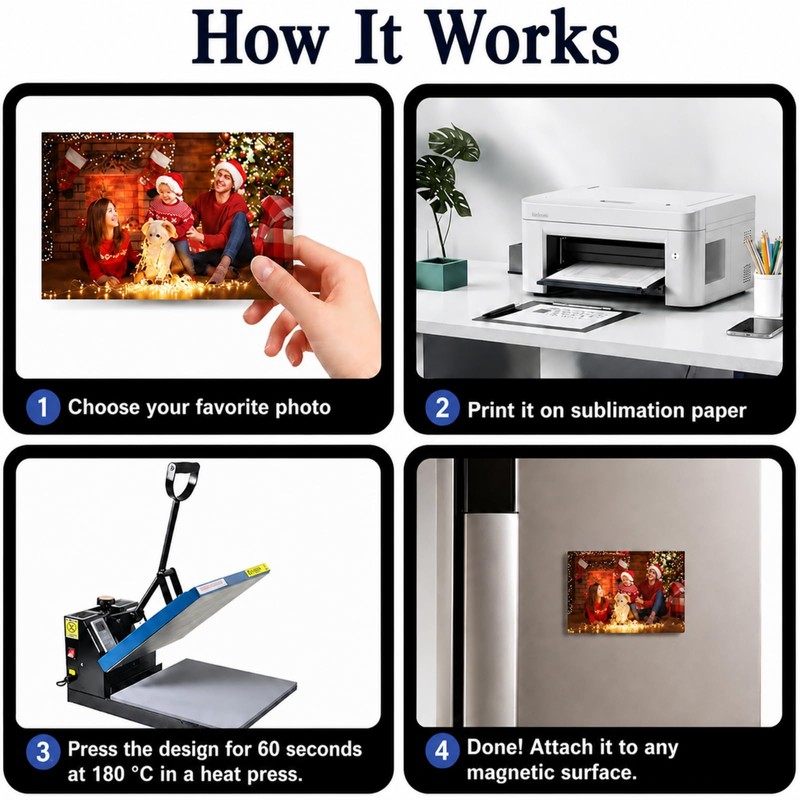 50 Pieces Sublimation Magnet Blanks Set, 5.5x7.5cm Personalized Photo Magnets,