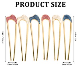 KEUKORZ French Hair Pins- 6Pcs U-Shaped Hair Clips for Women’s Thick Hair - Fashion Hair Accessories Sticks for Styling Decorations(3 Colors- Blue Pink White)