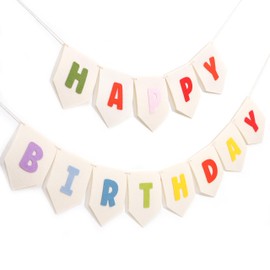 Felt Happy Birthday Banner - Rainbow Happy Birthday Bunting for Kids, Boho Birthday Decoration, Pastel Birthday Decor