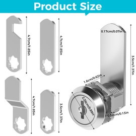 Letter Box Lock 16 mm with 4 Keys and 4 Different Lock Plates, Cabinet Lock, Letter Box Lock, Lever Lock Furniture Lock for Cupboard, Cabinet Doors