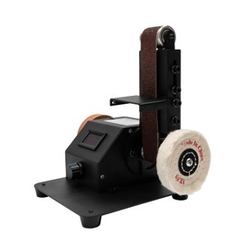 BANLICALI Sanding Machine, 350W Electric Bench Sander Disc Sander with 10 Abrasive Belts, Tabletop Random Orbital Sander Belt Sander for Woodworking, DIY, Metal, Stone Black 110V 0-8500r/min