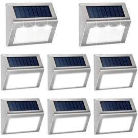 JSOT Solar Lights Outdoor for Deck,Waterproof Solar Garden Lights Decorative Outside Lamp for Walkway,Fence Post,Backyard,Railing,Wall,Pool,Step,Stairs 8 Lights Cool White