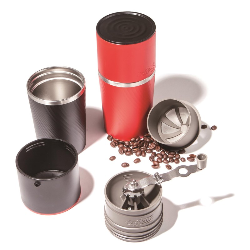 Cafflano Klassic : All-in-1, Drip Kettle+Grinder+Permanent Stainless Filter Dripper+Double-wall Tumbler,
