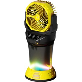 Misting Fan Portable 42800mAh Battery Powered with Remote Control, Camping Fan with RGB Ambient Light with 2L Bucket, Battery Indicator, 120° Auto Oscillating, Timing Function, Grip Handle