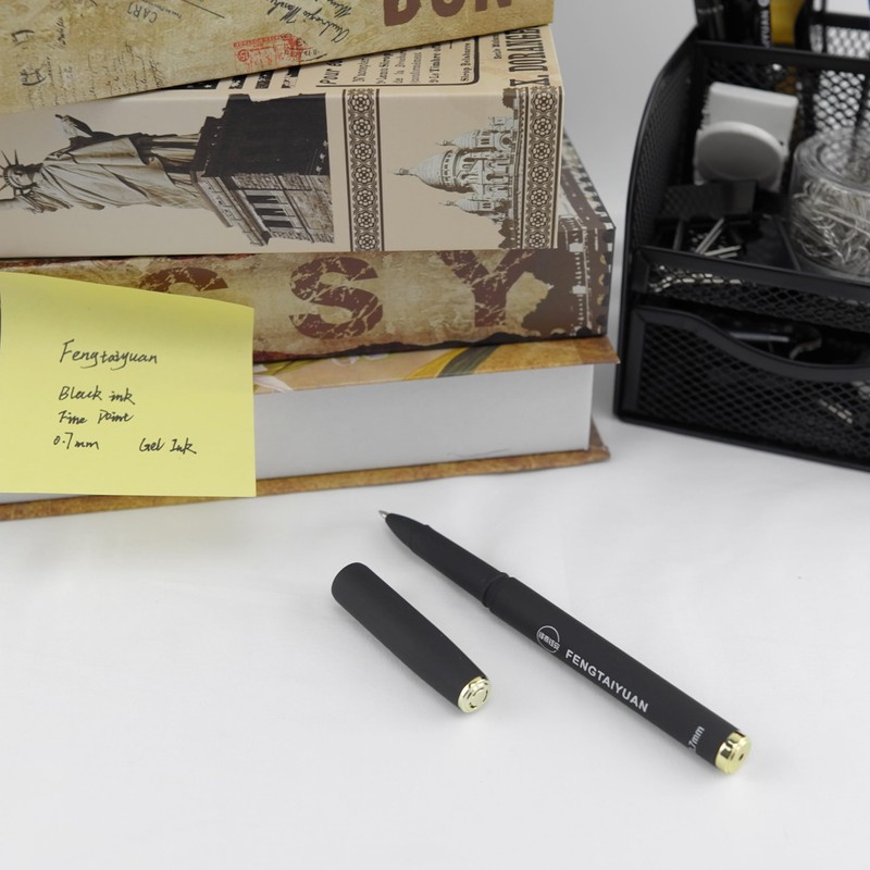 Fengtaiyuan 07P18x6, Black Gel Ink Rollerball Pens - Comfortable Non-Slip