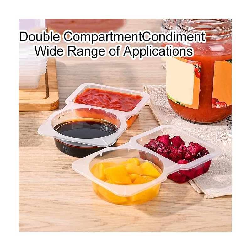 WEZCHUGHAOL 20 Pcs Double Compartment Condiment Containers with Lids 2024