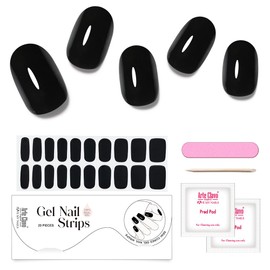 Arte Clavo Semi Cured Gel Nail Strips, 20 Pcs Gel Nail Stickers with UV Light Required, Salon Quality, Long Lasting, Easy Apply and Remove (Black)