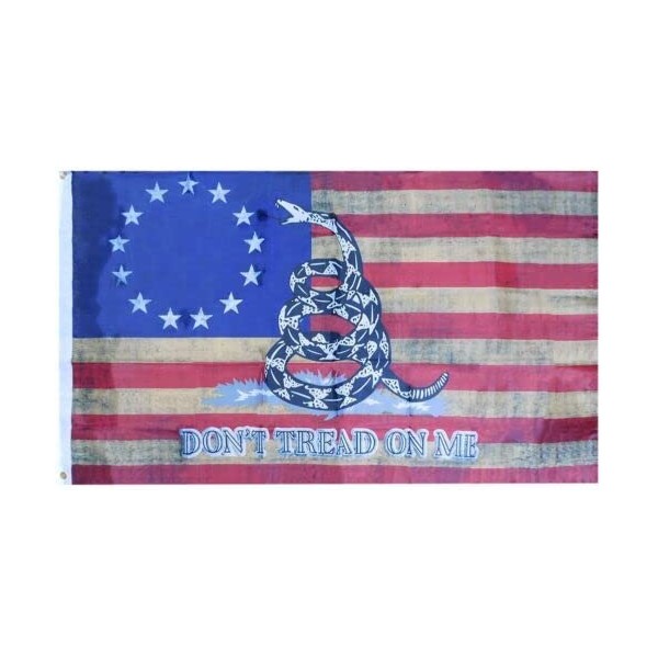 3X5 Betsy Ross DTOM Gadsden Vintage Tea Stained 150D Woven