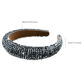 scicent Padded Hairbands Non-Slip Head Bands Wide Hair Bands Bridal Hair Accessories for Women Rhinestone Crystal Embellished Headband Sparkly Diamond Headwear - 26820