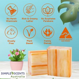 Simple Scents Australia Orange Zest Scented Natural Soap Bars (5 Bars), 3.5oz Moisturizing French Triple Milled Soap Bars Enriched with Shea Butter - Pure Plant Oil Bath & Body