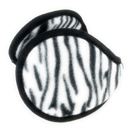 White Black Grey zebra tiger big cat print fleece ear muffs warmers behind hair